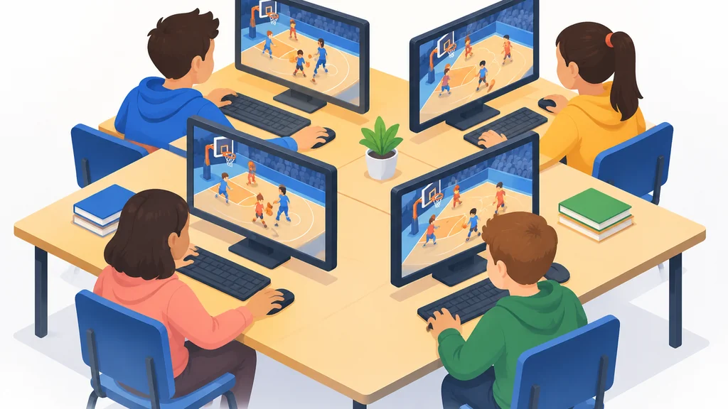 Ilustración isométrica de juegos de baloncesto online